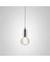 Lee Broom Frosted Crystal Bulb and Polished Chrome Pendant Set