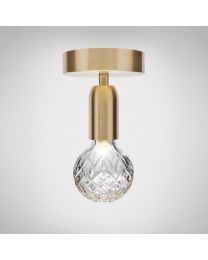 Lee Broom Clear Crystal Bulb Brushed Brass Ceiling Light