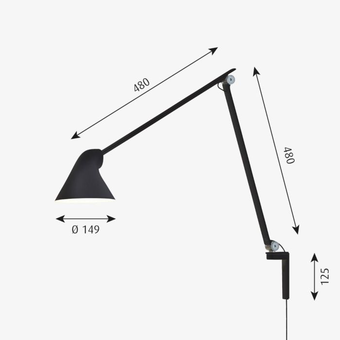 Poulsen NJP Wandlamp lange arm gemakkelijk online bestellen? | ACE Lighting